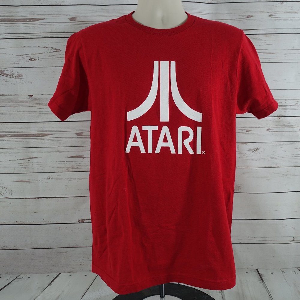 Mens Atari Logo Red Pre-Shrunk Shirt Size Medium